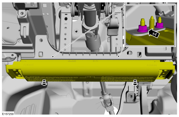 Ford Fusion. Driver Knee Airbag. Removal and Installation