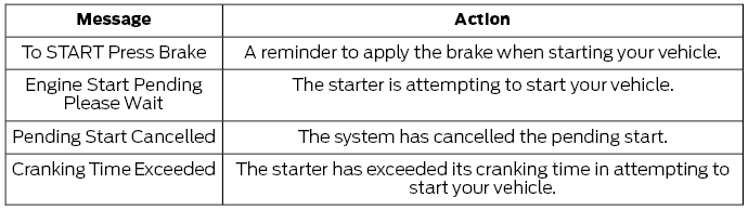 Ford Fusion. Information Messages