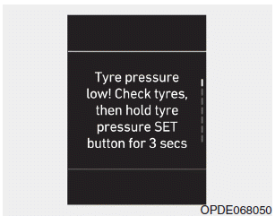 Hyundai i30. Low Tyre Pressure. Turn FUSE SWITCH on