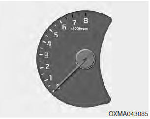The tachometer indicates the approximate number of engine revolutions per minute