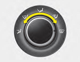 The mode selection knob controls the direction of the air flow through the ventilation