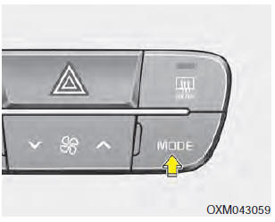 The mode selection button controls the direction of the air flow through the