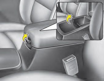 To open the center console storage, pull up the lever.