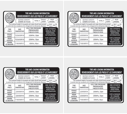 Tire and loading information label