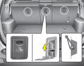 Child restraint hook holders are located on the back of the rear seatbacks.