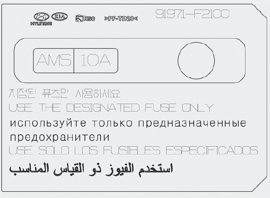 Kia Soul. Fuse/relay panel description